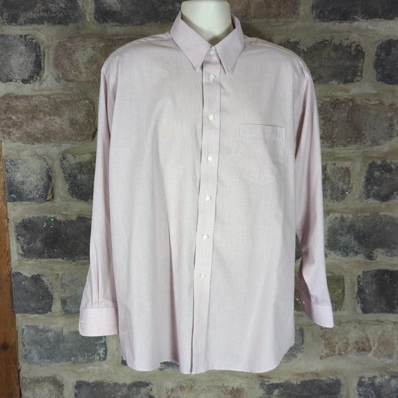 Claybrooke Wrinkle Free Light Pink Striped Dress Work Shirt size 17 1/2‎ 34/35 - Picture 1 of 11